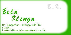 bela klinga business card